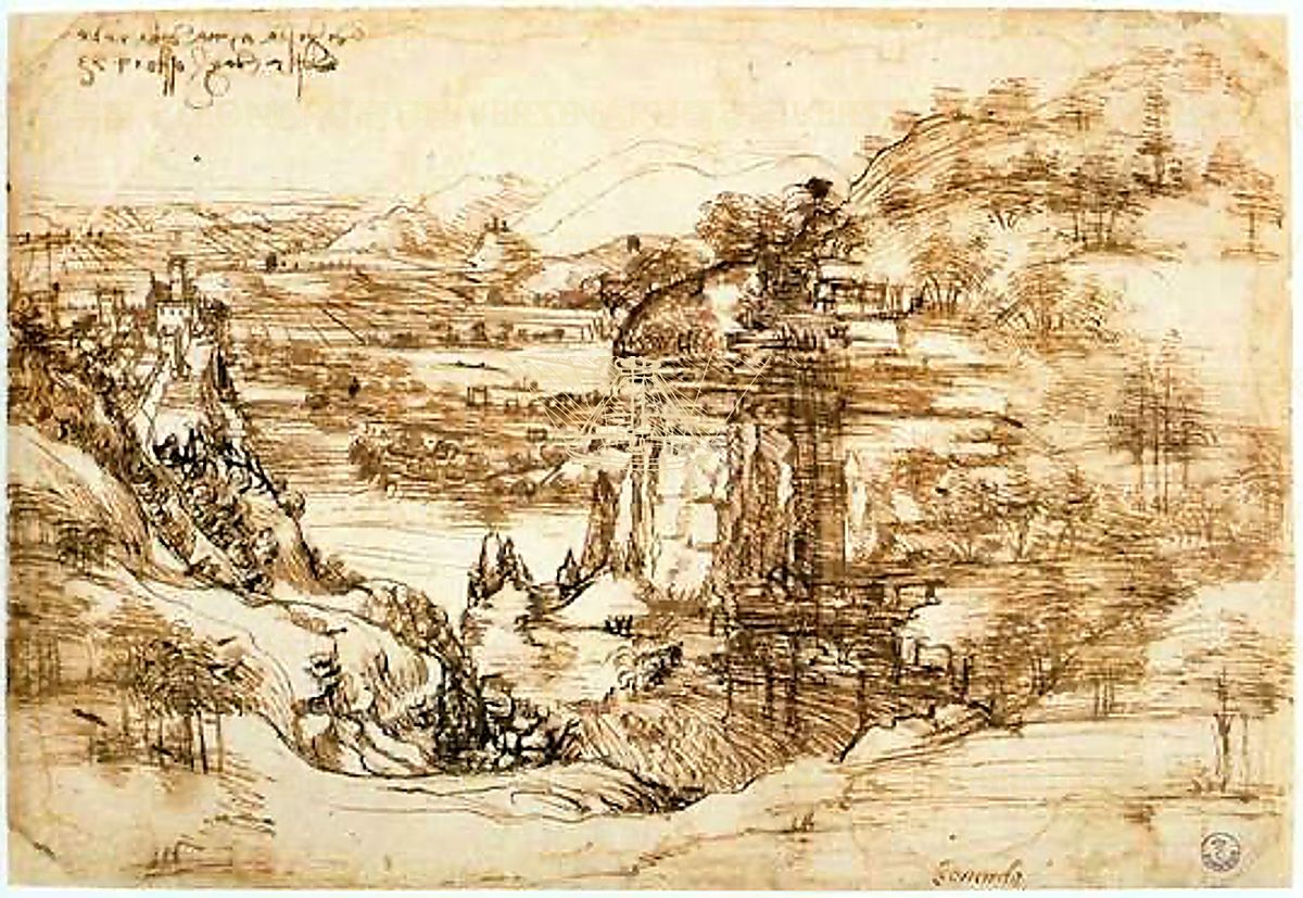 《风景草图》 Paesaggio dell’Arno (5 agosto 1473)